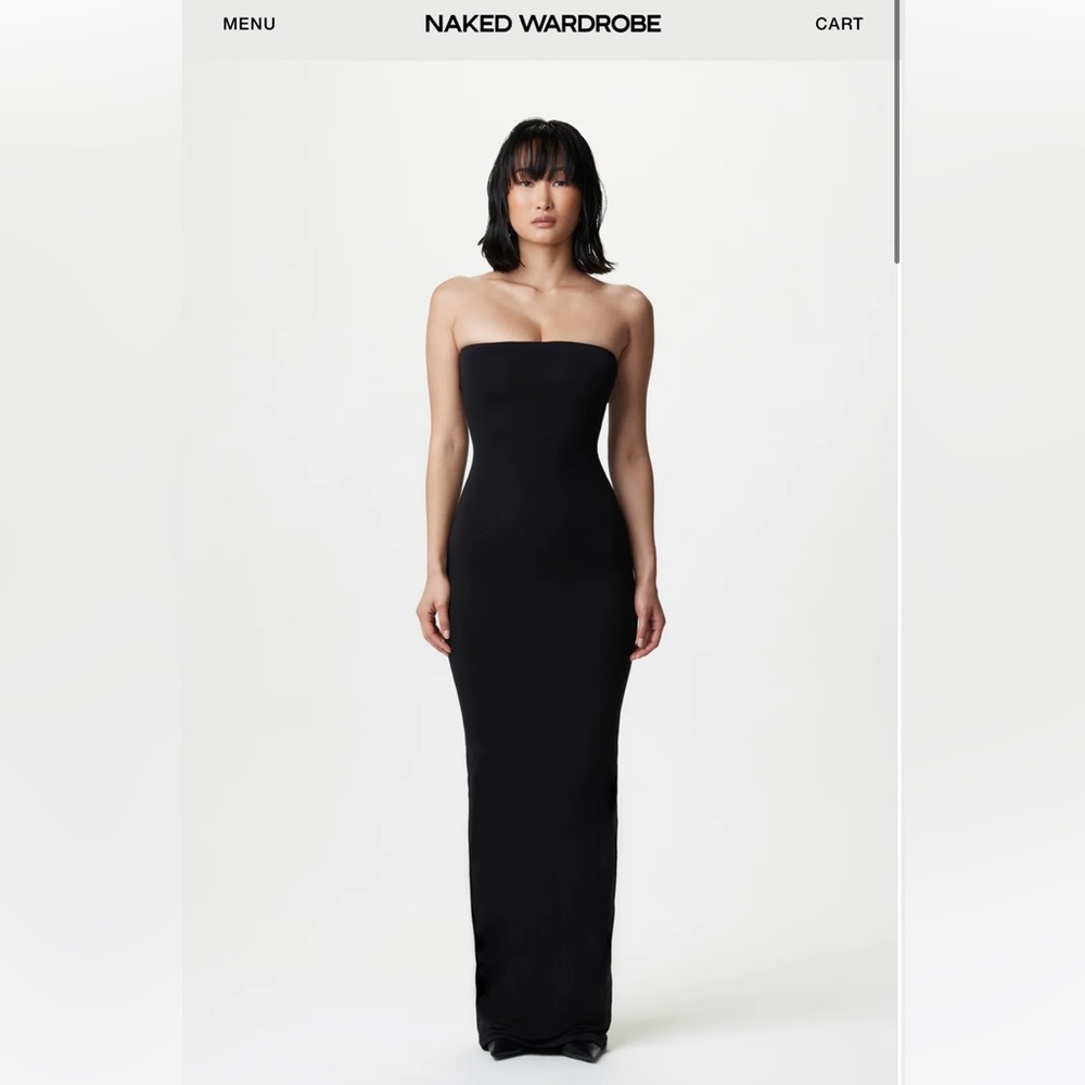 Naked Wardrobe Strapless Bodycon Tube Maxi / Midi Dress - Size Medium